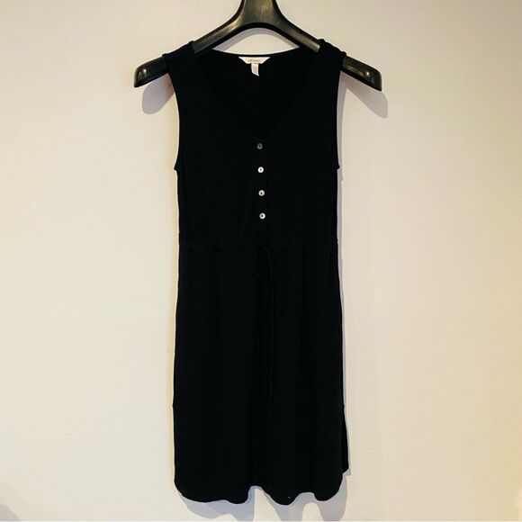 Soma Black Sleeveless Button Top Drawstring Waist Dress Size Small - Picture 1 of 5